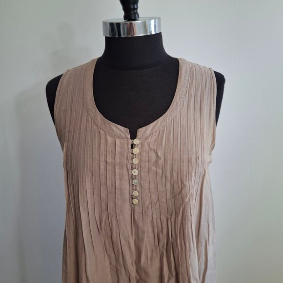 Pin Tuck Smock Dress Size M Cotton Batiste Lined Sleeveless Embroidered Light - Picture 4 of 15